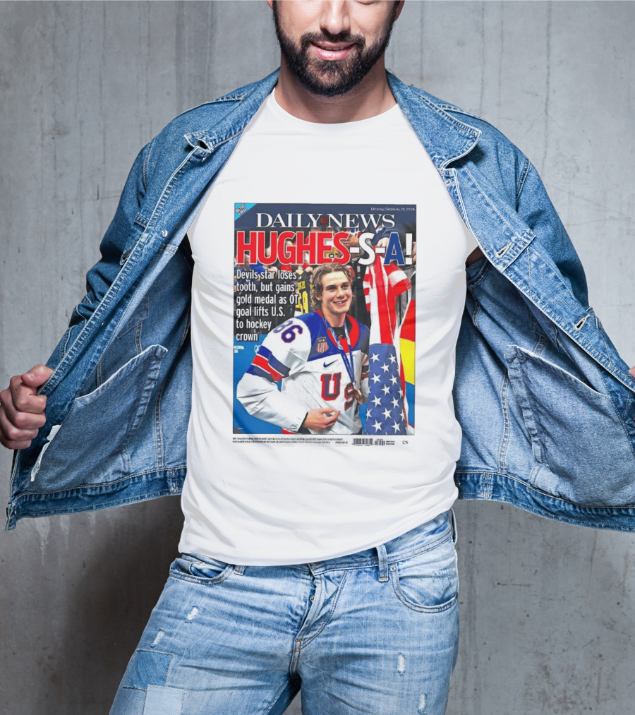 Daily News Jack Hughes S A Gold Medal US Hockey Devil Star T-Shirt