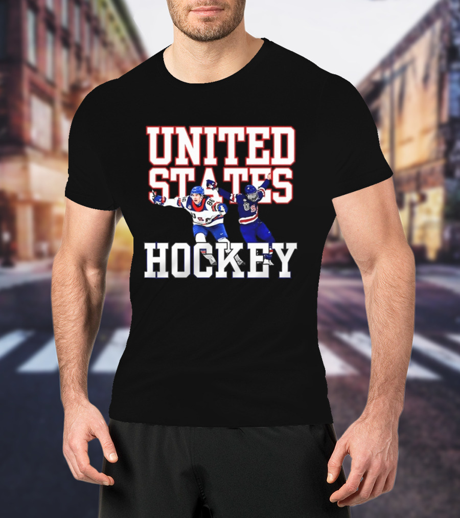United States Hockey Players Celebration T-Shirt