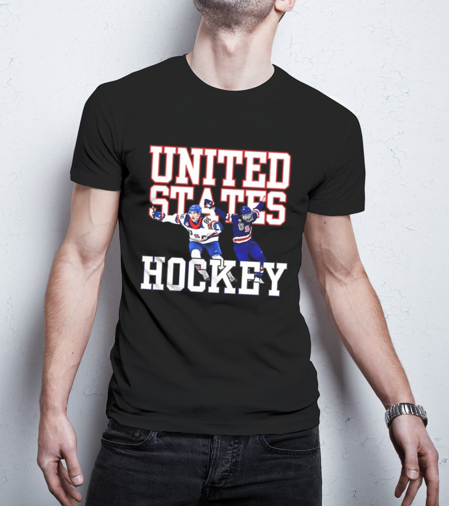 United States Hockey Players Celebration T-Shirt