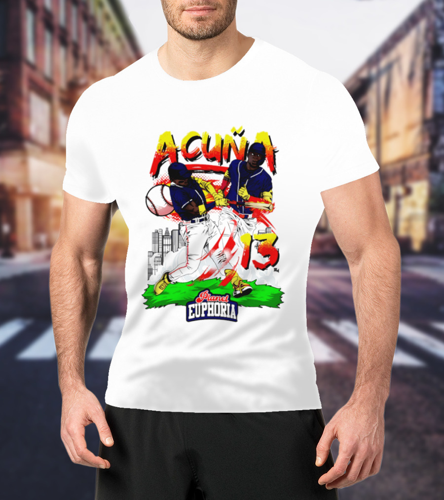 Acuna Euphoria Atlanta Braves 13 Hand Drawn T-Shirt