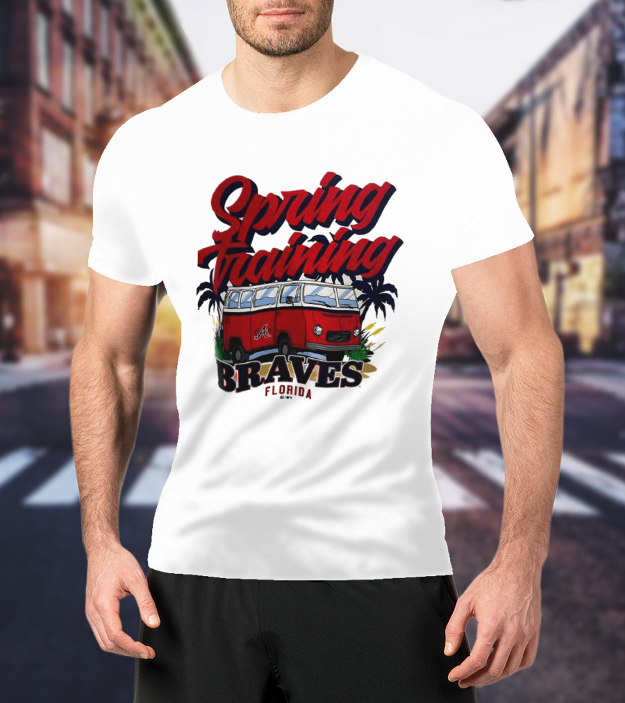Spring Training Braves Florida Vintage VW Bus Palm Trees T-Shirt