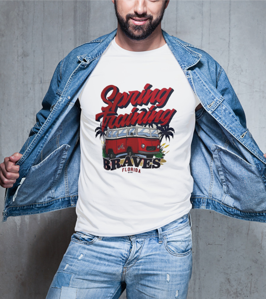 Spring Training Braves Florida Vintage VW Bus Palm Trees T-Shirt