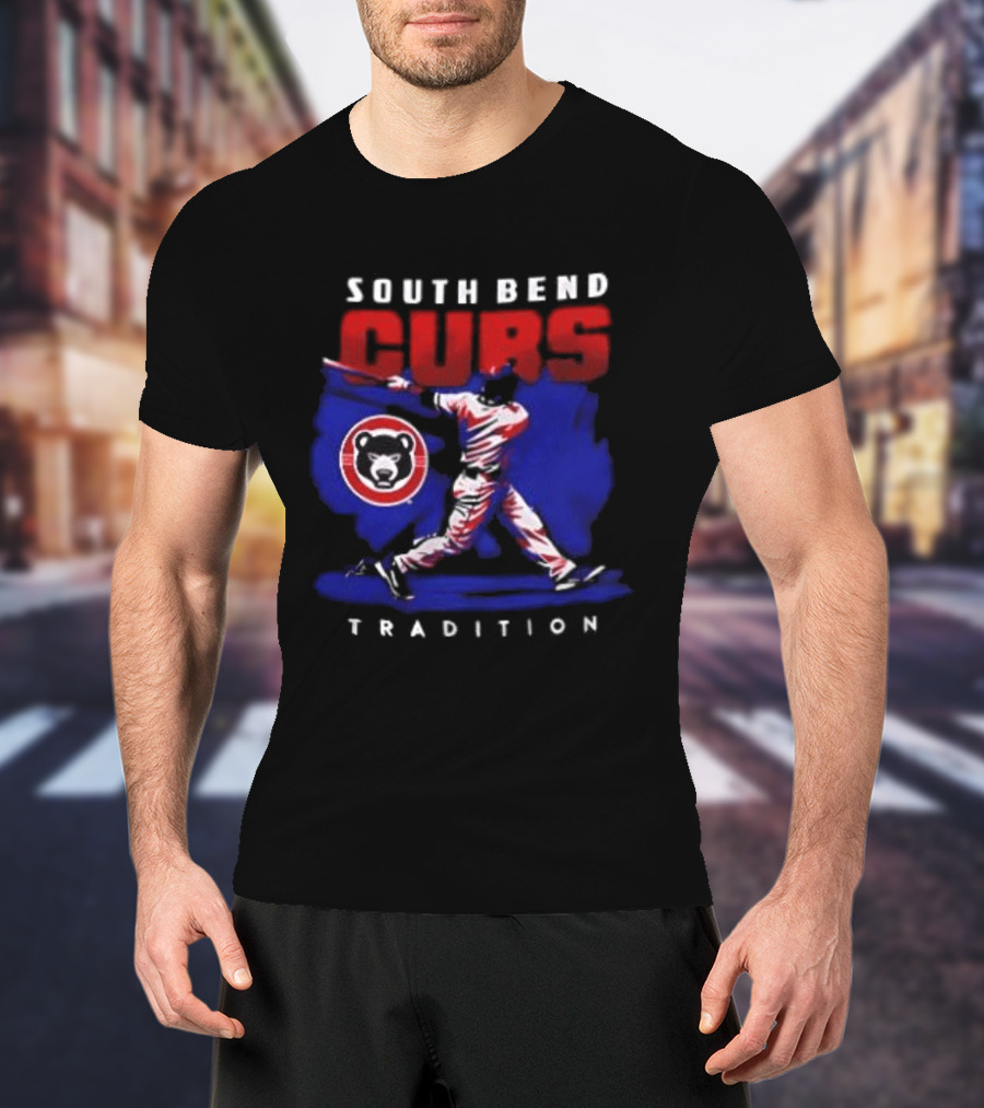 South Bend Cubs Tradition Vintage Baseball Player T-Shirt