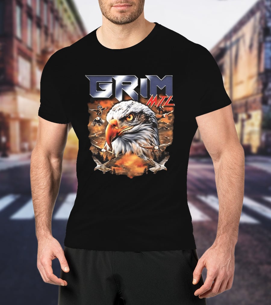 Grim MTL Bald Eagle Fierce Wildlife Scene T-Shirt