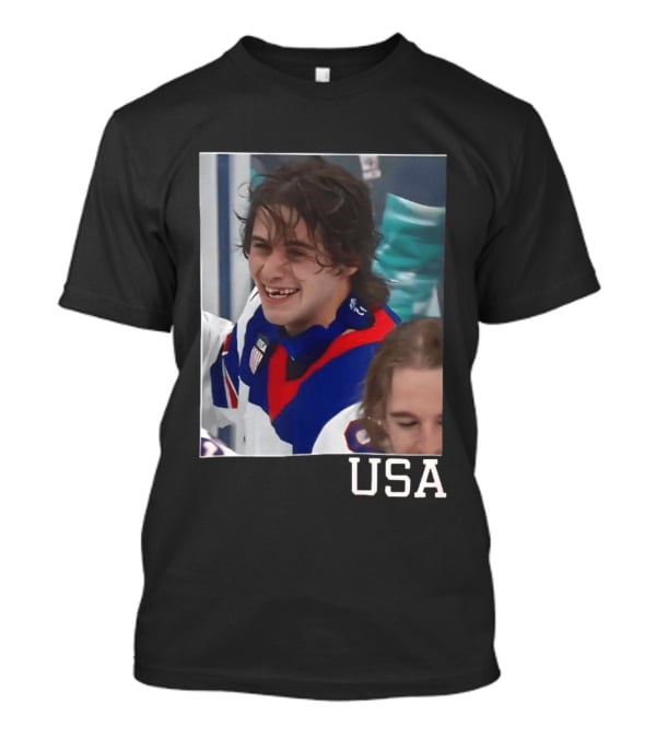 Jack Hughes 2026 Winter Olympic Team USA Smile Hockey T-Shirt