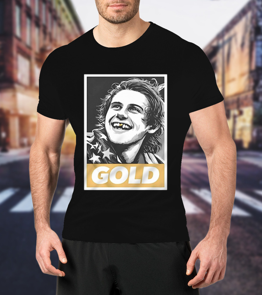 Jack Hughes Team USA 2026 Gold Hockey Smile Iconic Victory Celebration T-Shirt