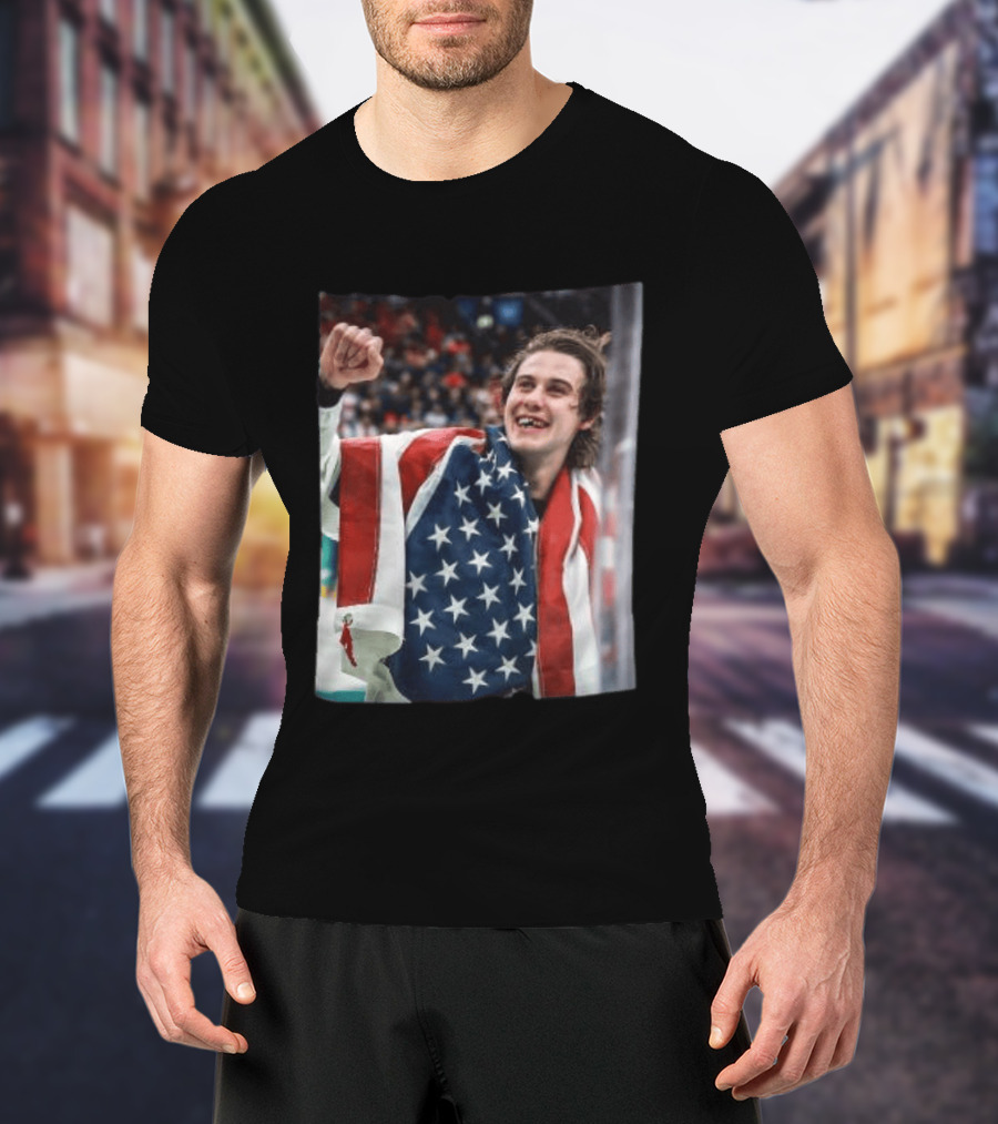 Jack Hughes USA Hockey Celebrates Gold Victory T-Shirt
