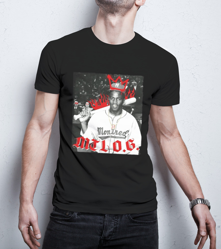 Jackie Robinson Montreal MTL O.G. Baseball Legend Icon Red Crown Flames T-Shirt