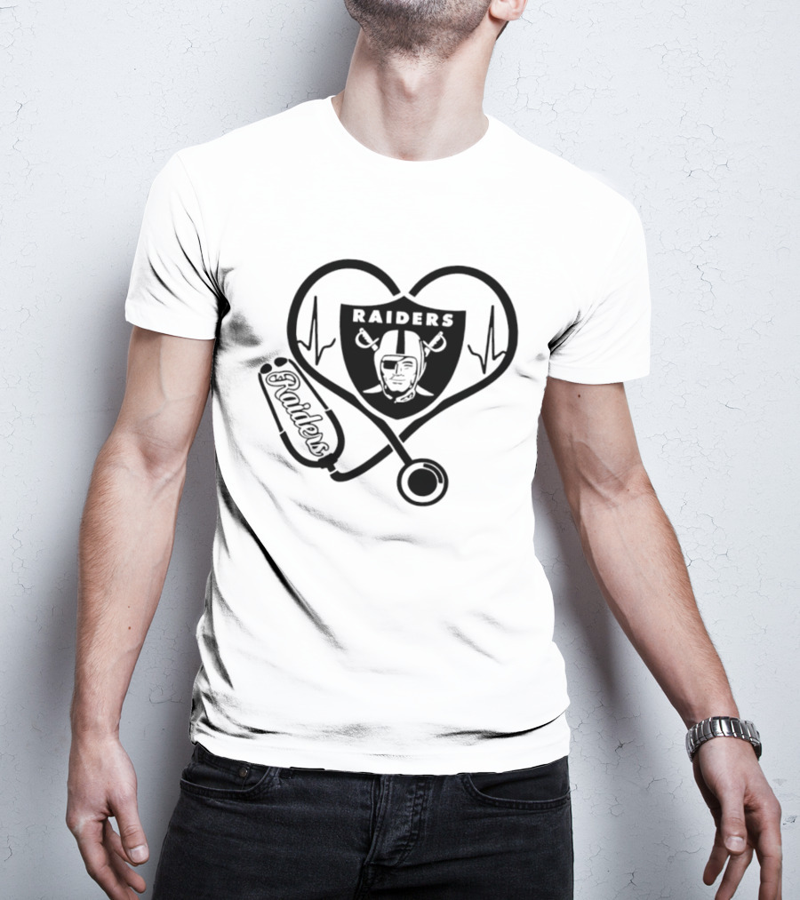 Las Vegas Raiders Nurse Heartbeat Stethoscope T-Shirt