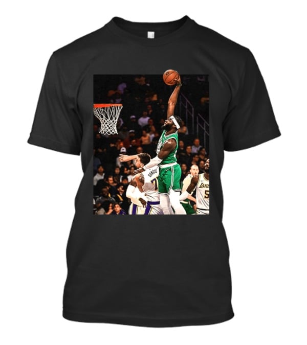 Boston Celtics Neemias Queta Dunking Against Lakers NBA Action T-Shirt