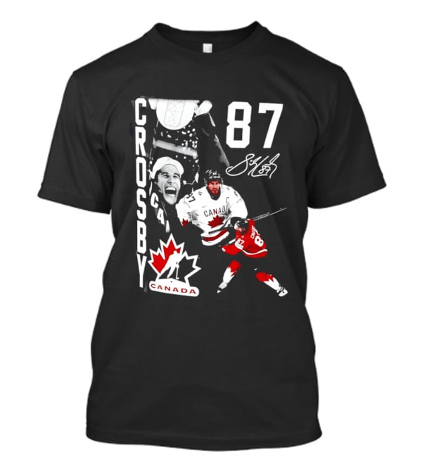 Crosby 87 Canada Hockey Maple Leaf Number Signature T-Shirt