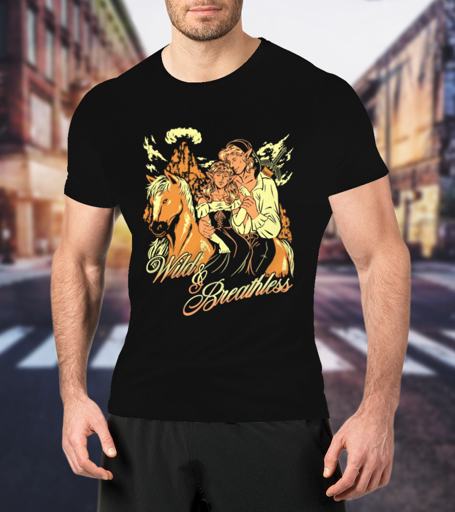Wild And Breathless Adventure Retro Style Horseback Scene T-Shirt