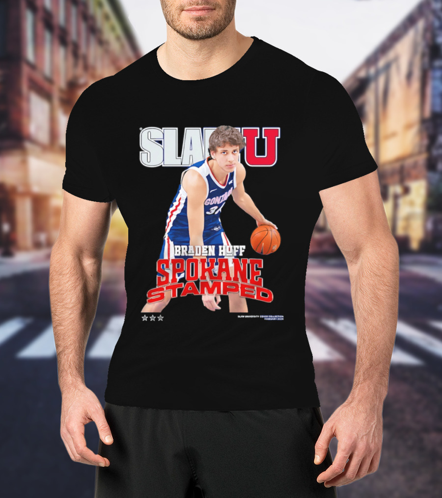 Braden Huff Gonzaga Bulldogs SlamU Spokane Stamped Basketball T-Shirt