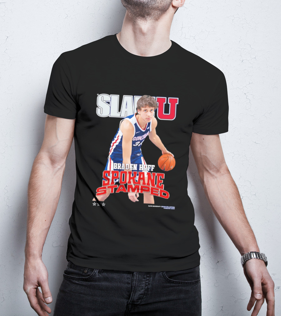 Braden Huff Gonzaga Bulldogs SlamU Spokane Stamped Basketball T-Shirt