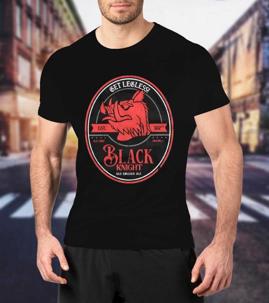 Get Legless Black Knight Old English Ale Est 932AD Wild Boar T-Shirt