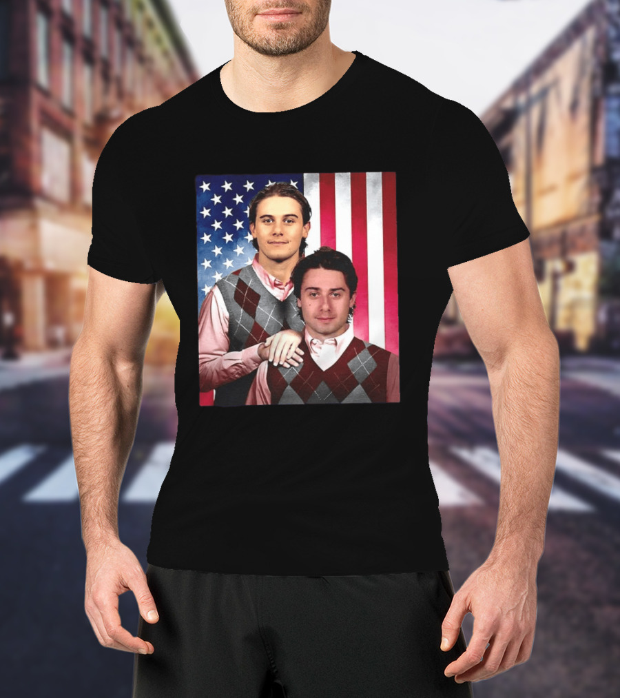 Jack Quinn Hughes USA Hockey Step Brothers American Flag T-Shirt