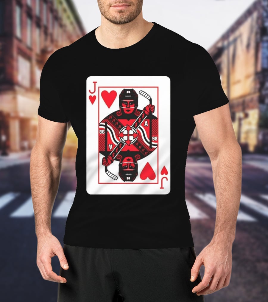 Jack Hughes Playing Card Hockey Jersey 86 Jack Of Hearts Ace T-Shirt
