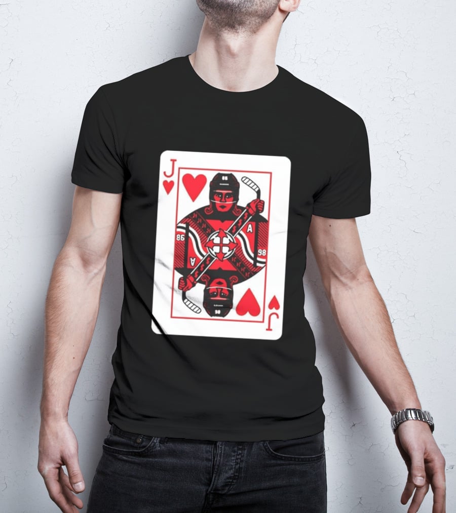 Jack Hughes Playing Card Hockey Jersey 86 Jack Of Hearts Ace T-Shirt