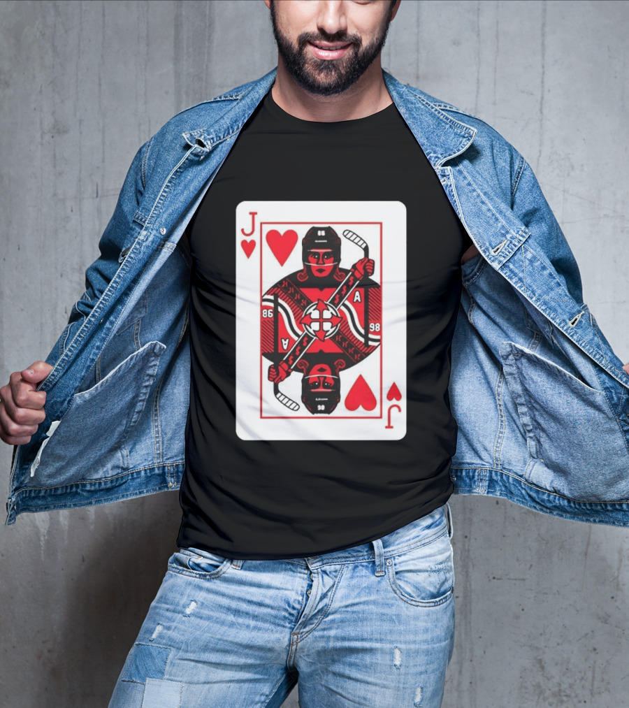 Jack Hughes Playing Card Hockey Jersey 86 Jack Of Hearts Ace T-Shirt