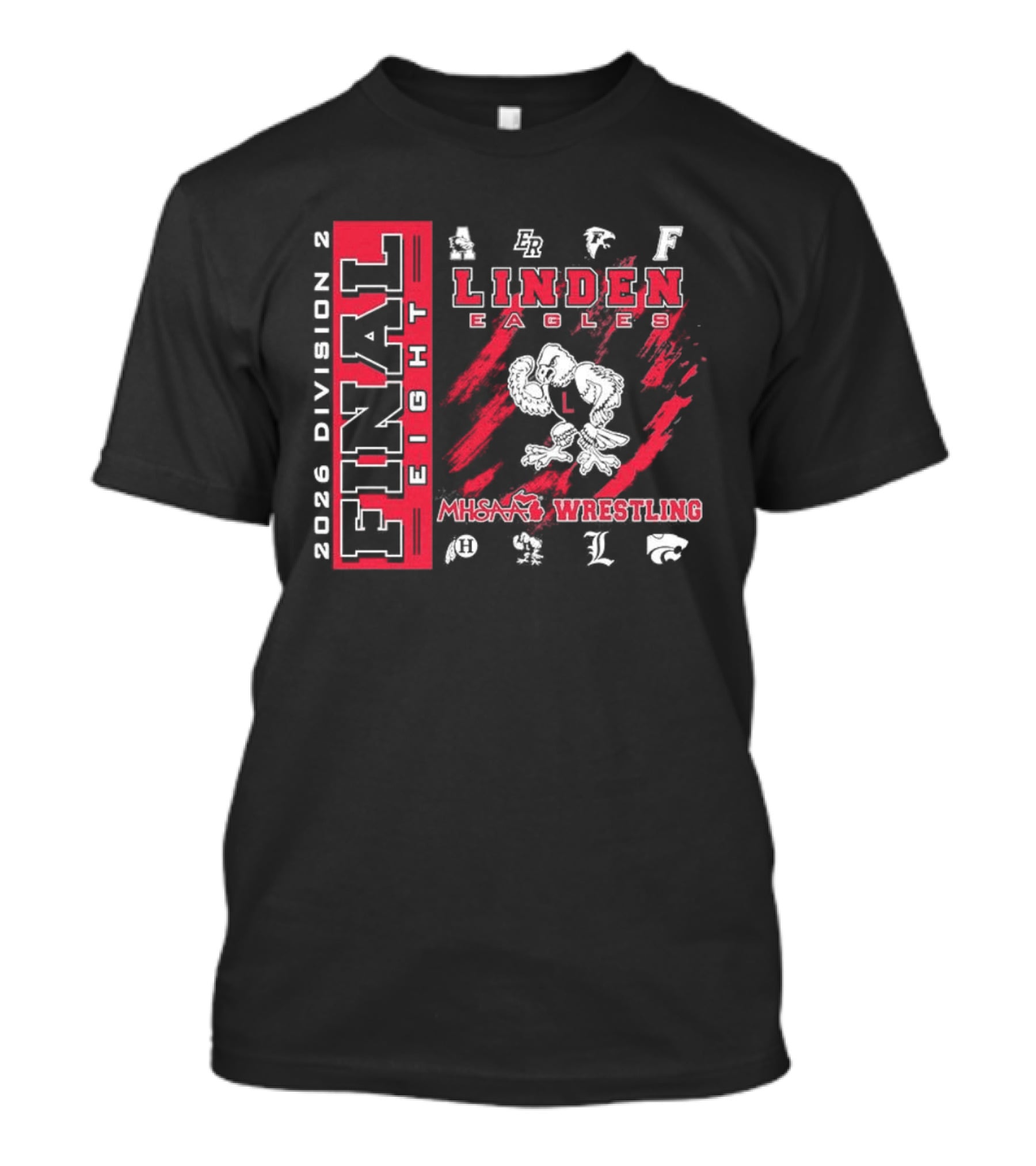 Linden Eagles 2026 Division 2 Final Eight MHSAA Wrestling Team T-Shirt