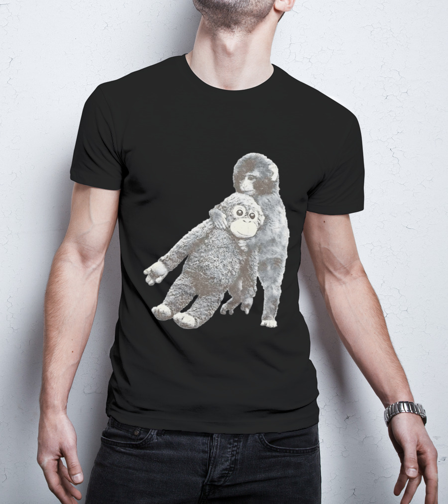 Punch Kun Monkey Plush Toy Hugging Scene T-Shirt