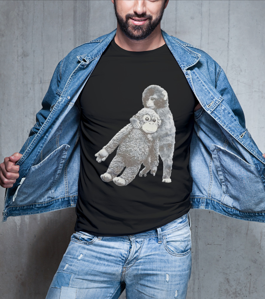 Punch Kun Monkey Plush Toy Hugging Scene T-Shirt