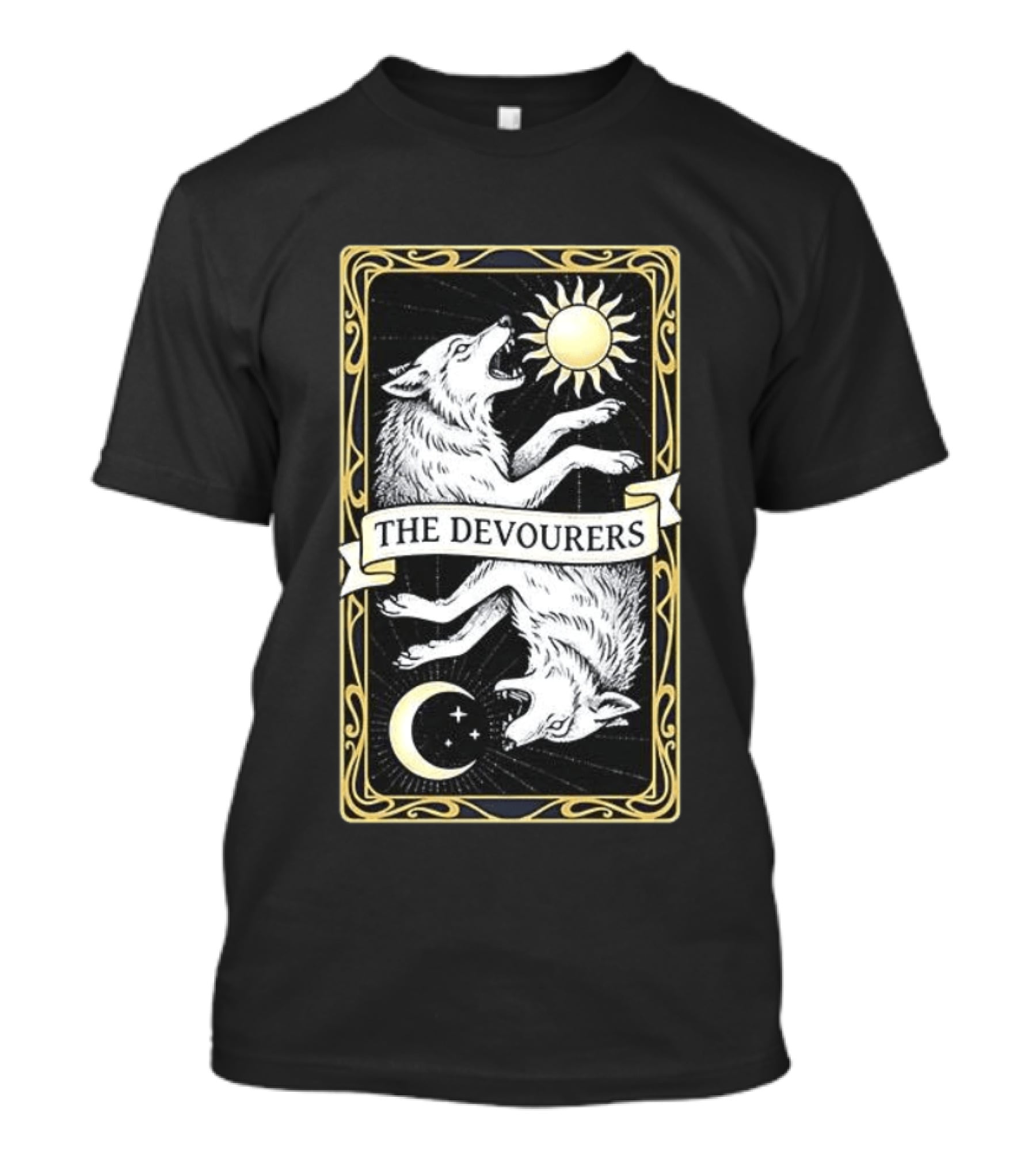 Skoll And Hati Norse Mythology Tarot Card Sun And Moon Wolves The Devourers T-Shirt