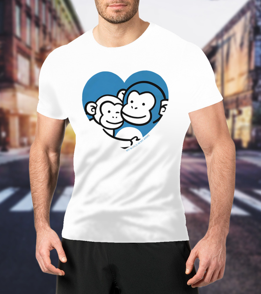 My World In My Arms Heart With Punchi Monkeys T-Shirt
