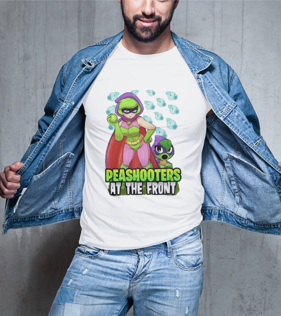 Peashooters At The Front Superhero Style Action Adventure T-Shirt