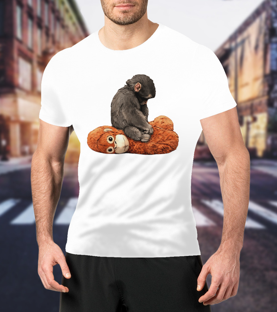 Punch Kun Protect Baby Monkey Comfort Plush Hugging Companion T-Shirt