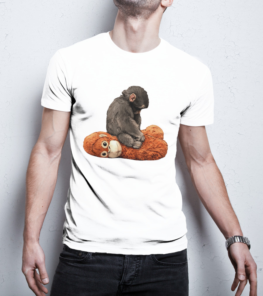 Punch Kun Protect Baby Monkey Comfort Plush Hugging Companion T-Shirt