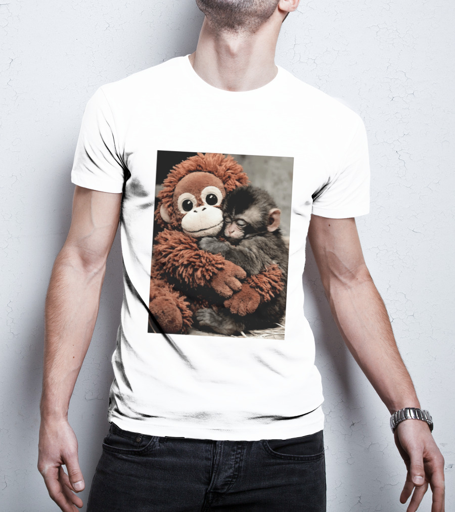 Punch Kun Cuddly Punch Monkey Hugging Plush Toy T-Shirt