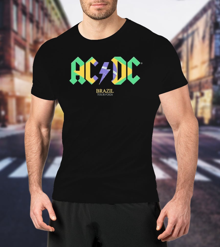 ACDC Brazil Tour 2026 Logo With Flag T-Shirt