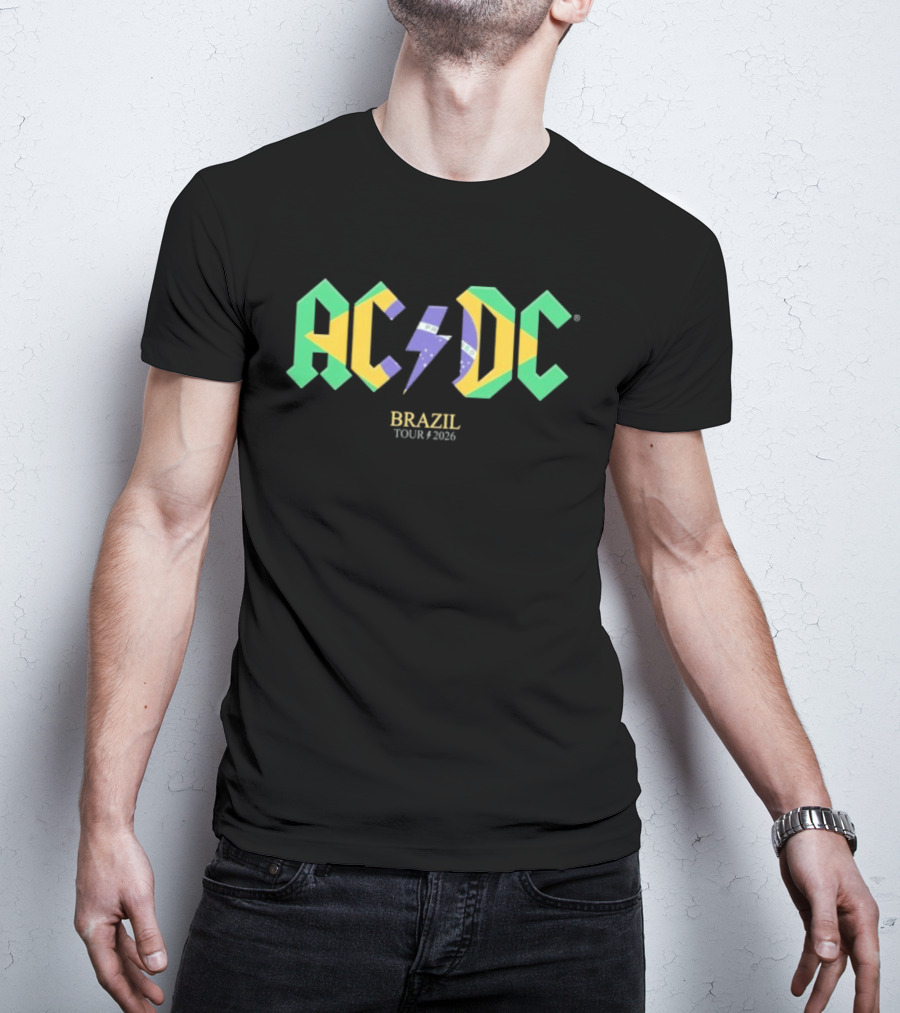 ACDC Brazil Tour 2026 Logo With Flag T-Shirt