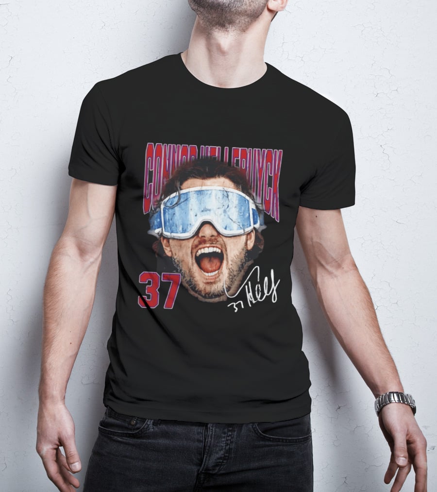 Connor Hellebuyck Winnipeg Jets Goggles 37 Big Head Image T-Shirt