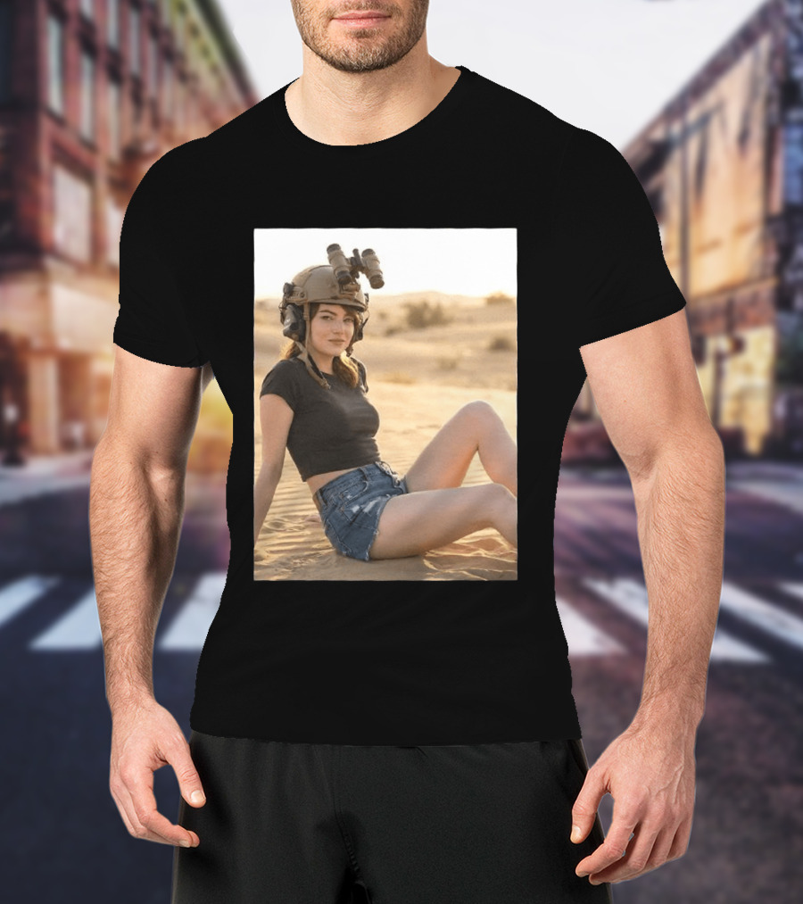 Emma Stone Desert Night Vision Helmet Adventure T-Shirt