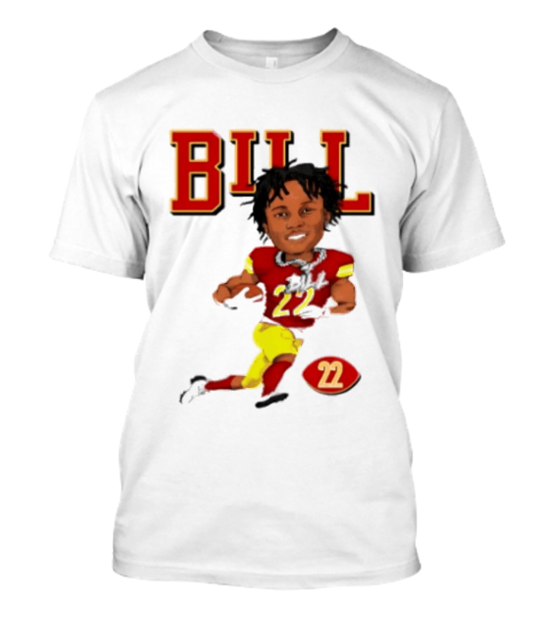 Original Bill 22 Washington Commanders Cartoon Football Player T-Shirt