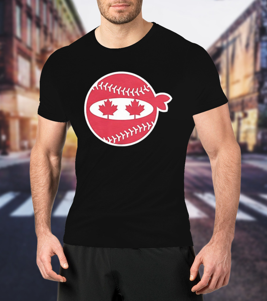 Canada Baseball Maple Leaf Ninja Pitching T-Shirt