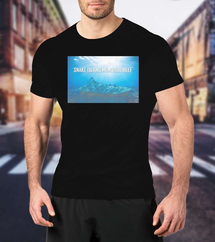 Snake Island Memorial Reef Submerged Ship Ocean Scene T-Shirt