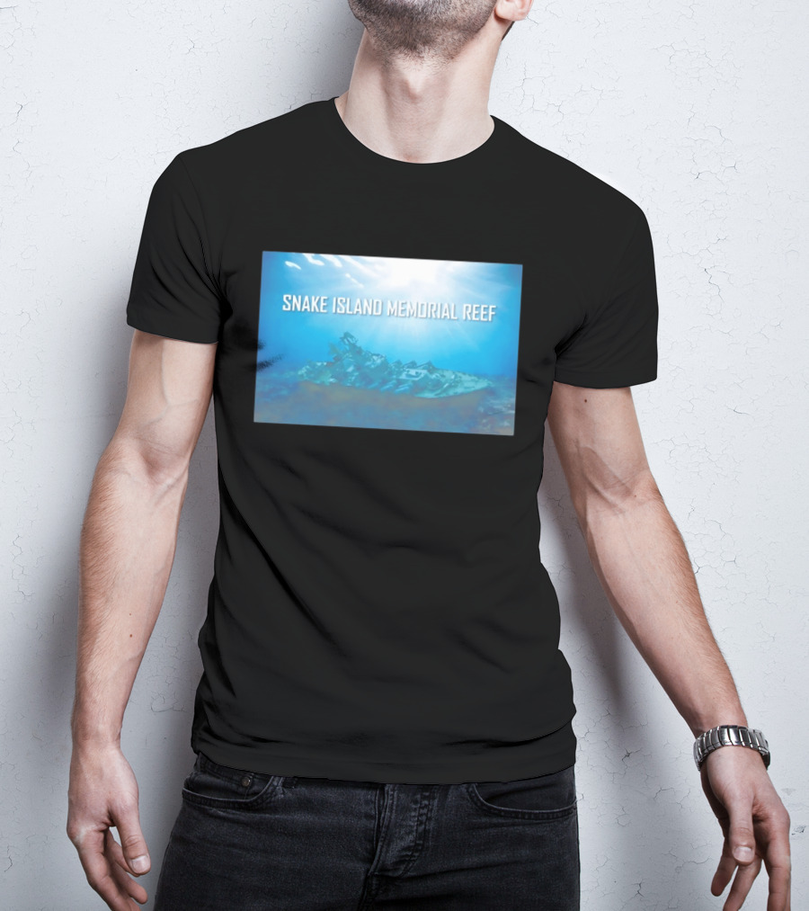 Snake Island Memorial Reef Submerged Ship Ocean Scene T-Shirt