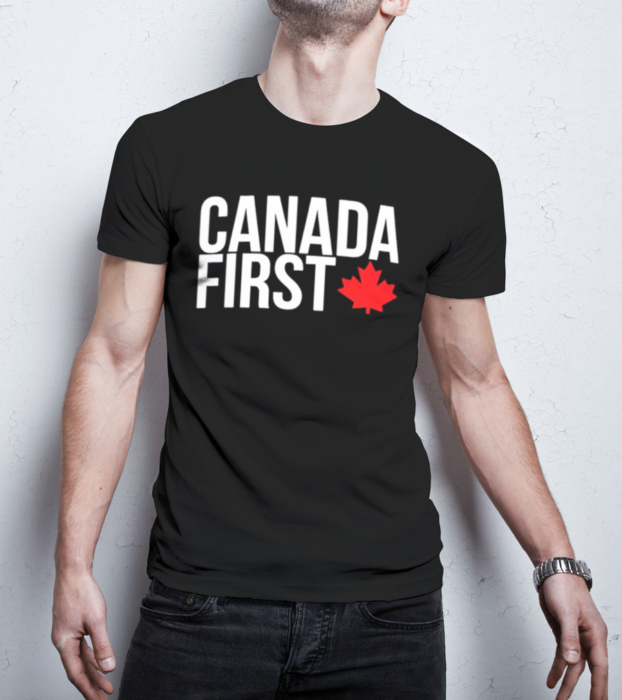 Canada First Baseball Red Maple Leaf T-Shirt