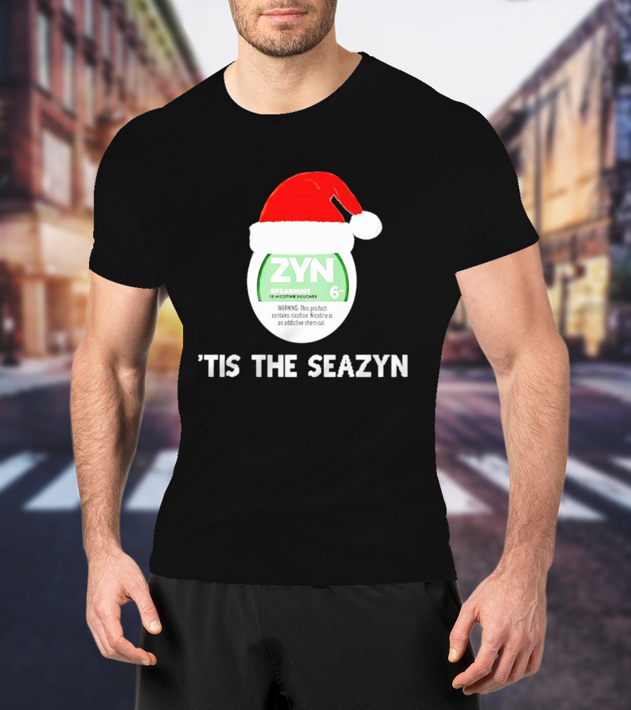 Zyn Spearmint Christmas Tis The Seazyn With Santa Hat T-Shirt