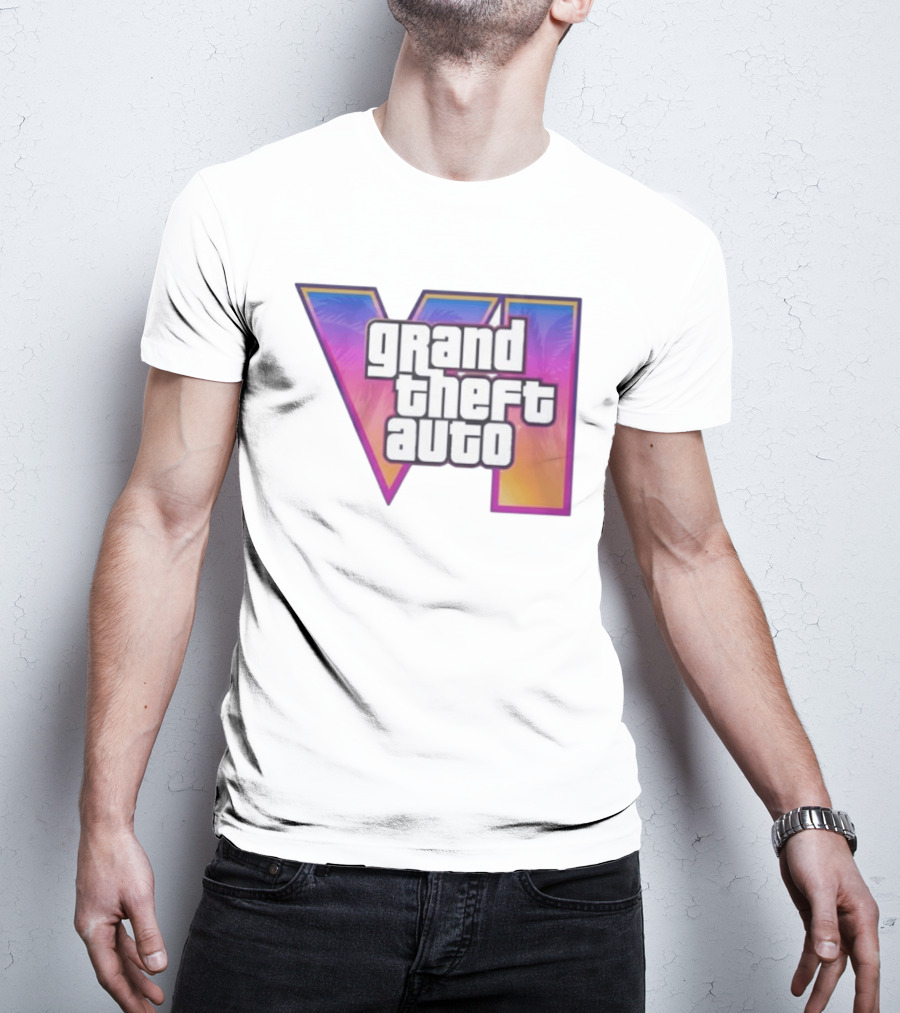 Grand Theft Auto VI 2025 GTA 6 VI Logo With Sunset Palm T-Shirt
