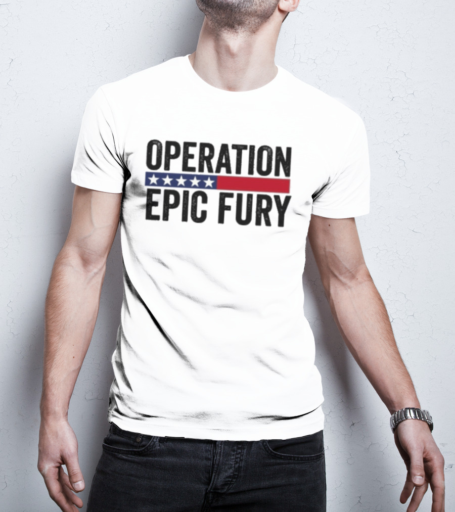 Operation Epic Fury US Iran Five Star Patriot Banner T-Shirt