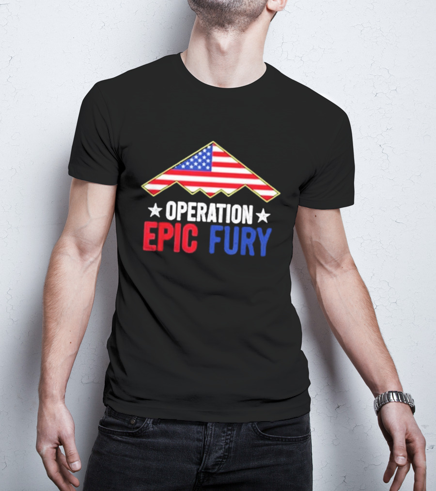Operation Epic Fury 2026 American Flag Motif T-Shirt