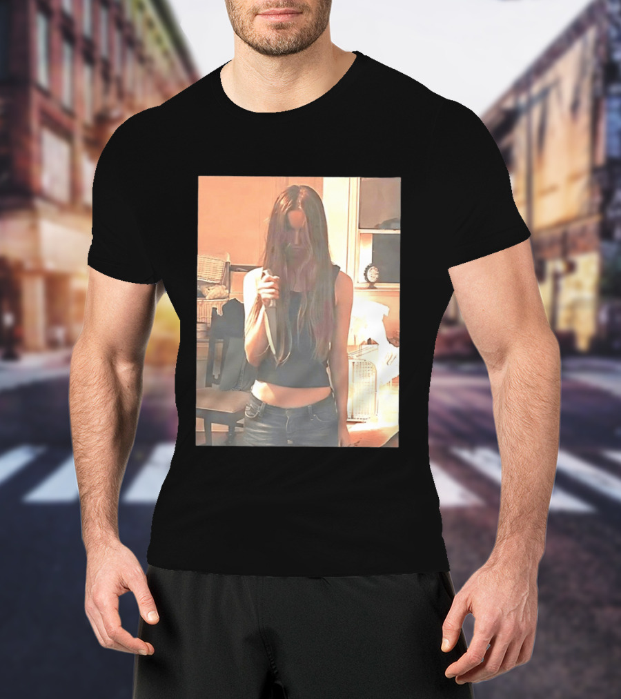 Long Hair Girl With Survival Knife In Room T-Shirt