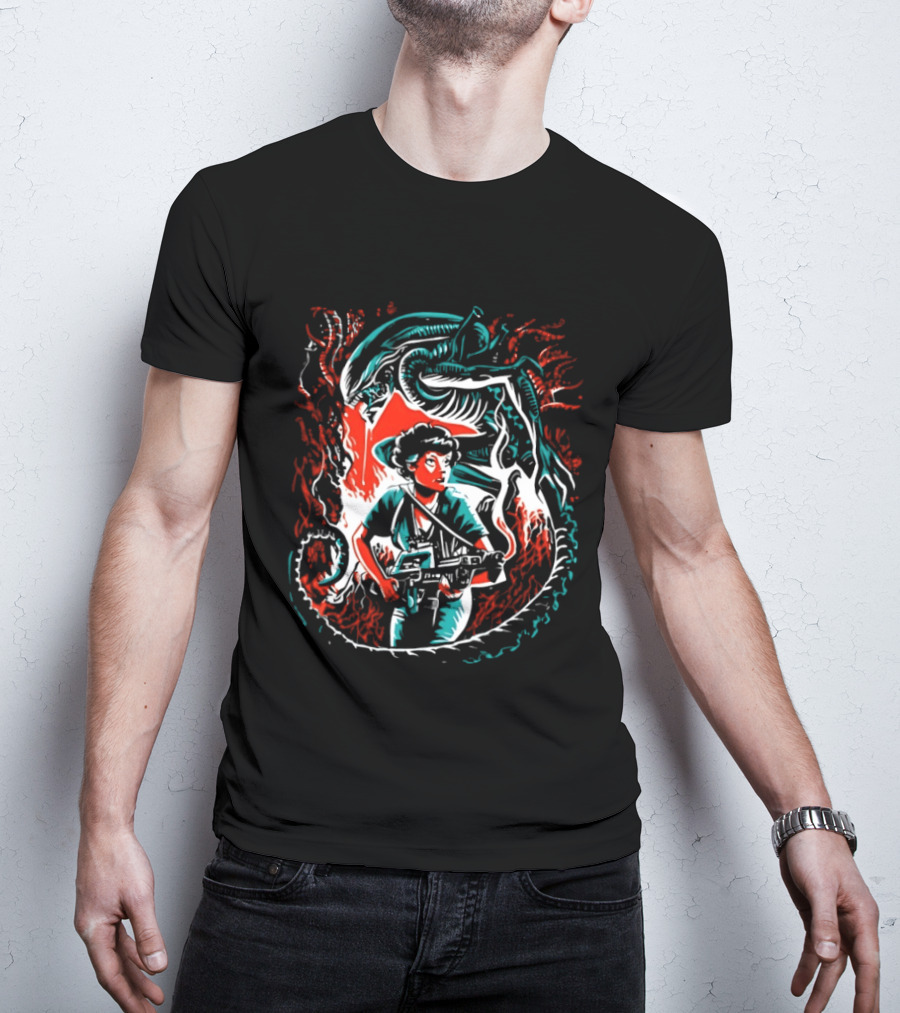 Alien Ripley Xenomorph Hunter Hunted Iconic Sci Fi Battle T-Shirt