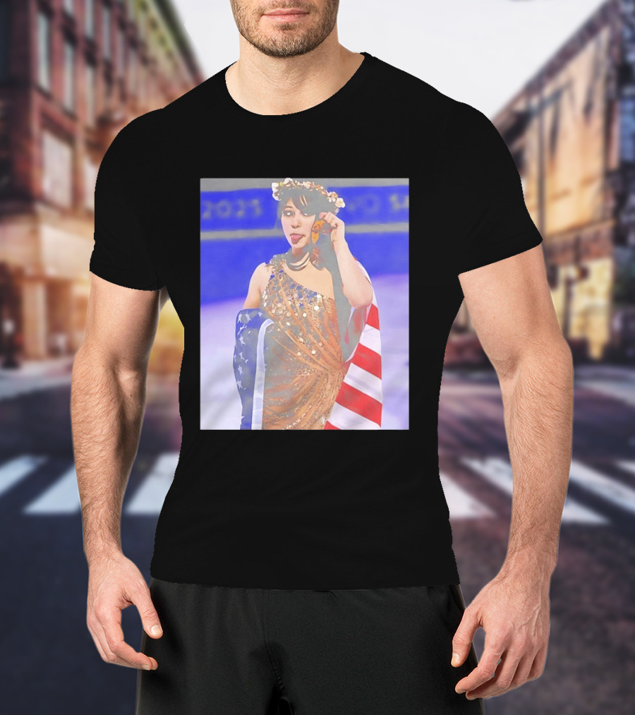 Alysa Liu Gold Medal USA Team Celebration With American Flag T-Shirt