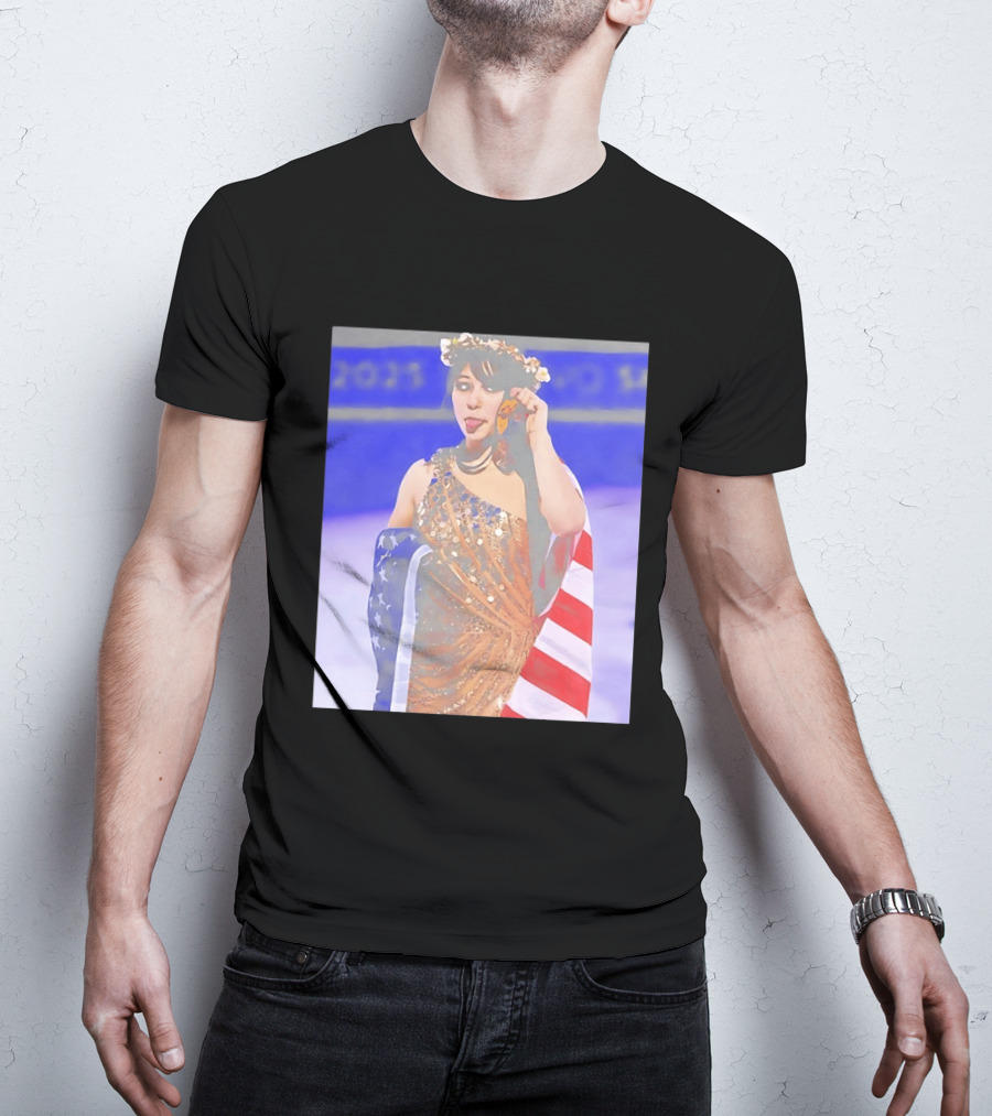 Alysa Liu Gold Medal USA Team Celebration With American Flag T-Shirt