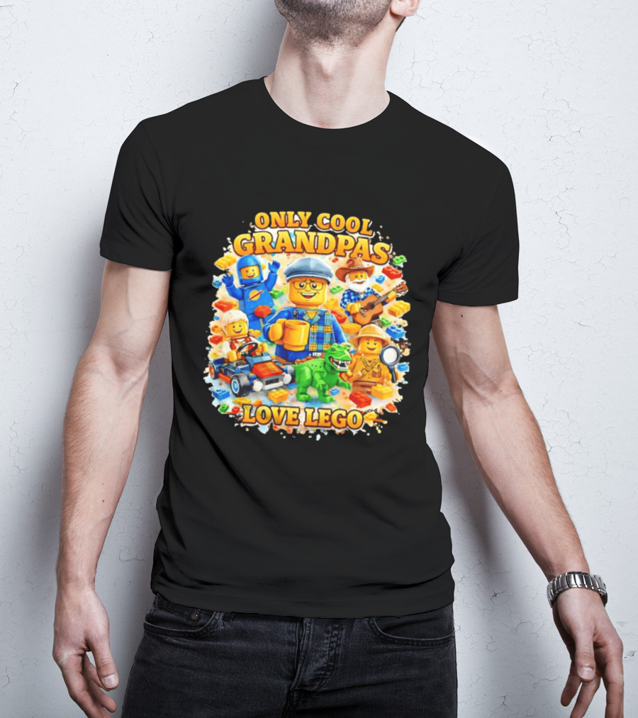 Only Cool Grandpas Love Lego With Fun Characters And Playful Themes T-Shirt